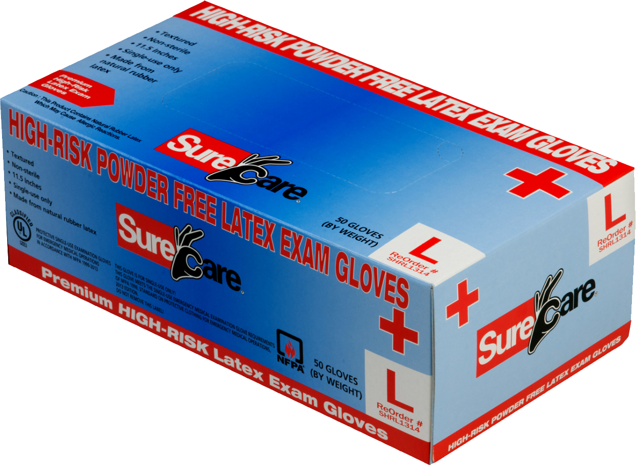 LATEX - HIGH RISK 13 MIL EXTENDED CUFF BLUE EXAM GLOVES
